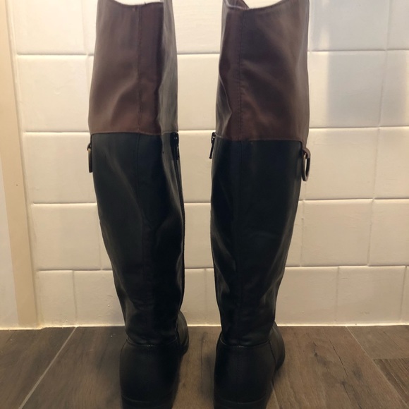 Merona black and brown zip up riding boots. - Picture 2 of 6